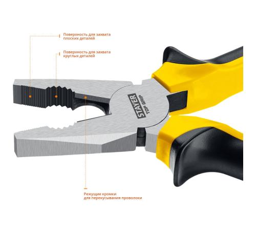 STAYER TOPGrip, 200 мм, комбинированные плоскогубцы (2205-1-20)