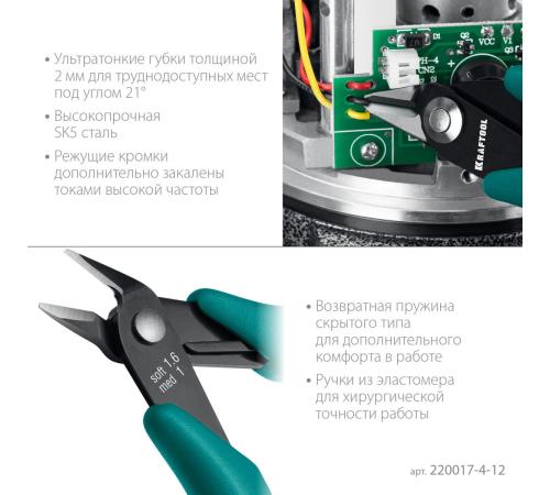 KRAFTOOL Kraft Mini, 125 мм, прецизионные бокорезы (220017-4-12)