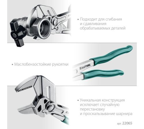 KRAFTOOL Vise-Wrench, 250 мм, клещи переставные-гаечный ключ (22065)