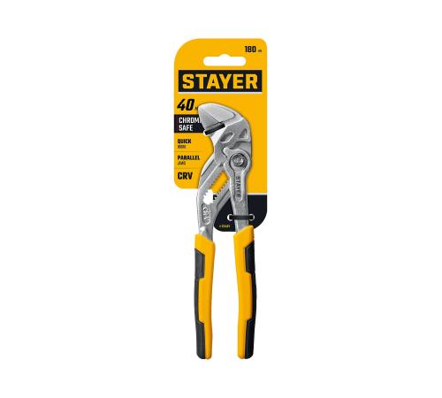 STAYER PlierWrench 180 мм, захват 40 мм, переставные клещи-гаечный ключ (22401)