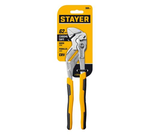 STAYER PlierWrench 300 мм, захват 68 мм, переставные клещи-гаечный ключ (22403)