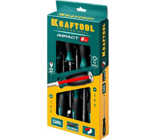 KRAFTOOL Impact, 6 шт, набор ударных отверток (25025)