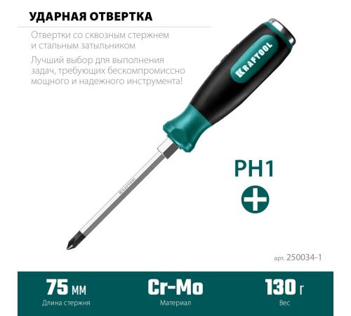 KRAFTOOL Impact PH1, ударная отвертка (250034-1)