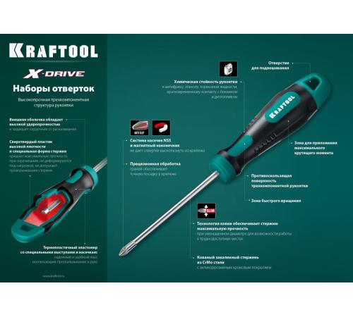 KRAFTOOL Х-Drive-6, 6 шт, набор отверток (250081-H6)