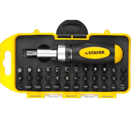 STAYER Compact-38, 38 предм., реверсивная отвертка с насадками (2557-H38)