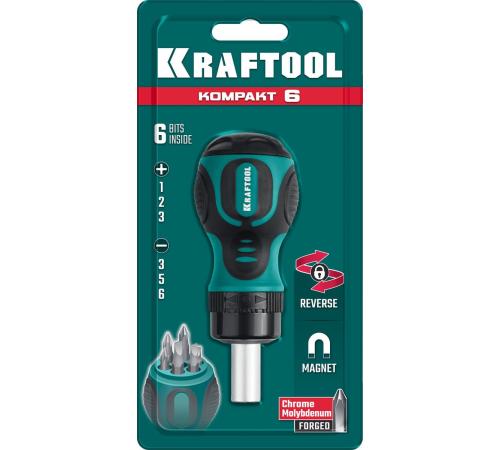 KRAFTOOL Kompakt-6, 6 предм., с битами, реверсивная отвертка (26190-H7)