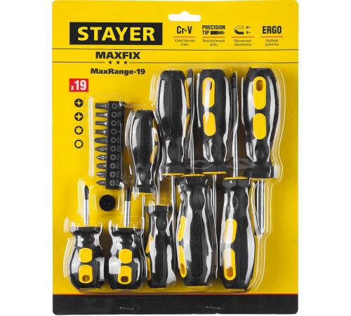 STAYER Hercules-19, 19 предм., отвертка-битодержатель с насадками (2513-H19)