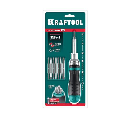 KRAFTOOL 19-в-1 KraftMax 19, Реверсивная отвертка с битами (25862)