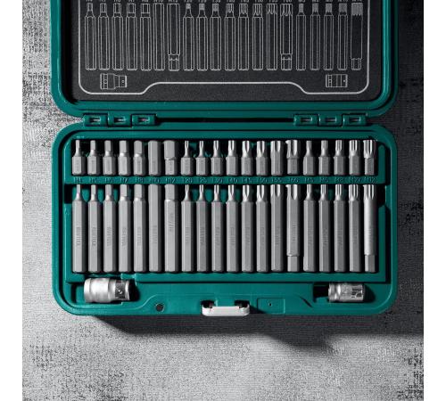 KRAFTOOL THS-42, 42 шт (HEX, TX, SPLINE) хвостовик 10 мм под квадрат 1/2″ набор специальных бит (26554)
