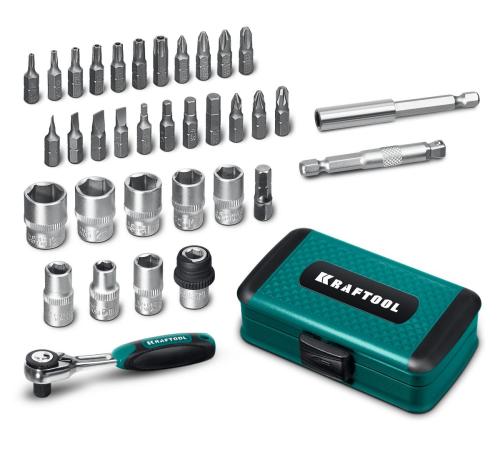 KRAFTOOL X-Drive 35, 35 предм., универсальный набор инструмента 1/4″ (27974)