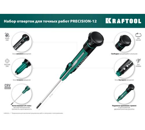 KRAFTOOL Precision-12, 12 предм., для точных работ, набор отверток (25689)