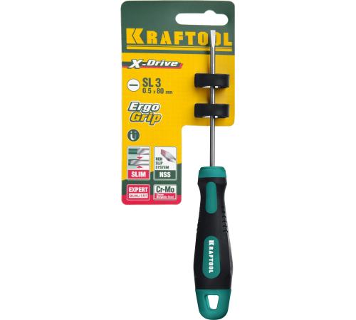 KRAFTOOL Х-Drive, SL3 x 80, отвертка (250071-3.0-080)