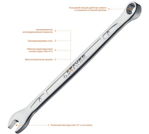 STAYER HERCULES, 6 мм, комбинированный гаечный ключ, Professional (27081-06)