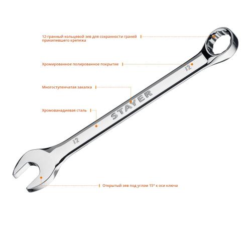 STAYER HERCULES, 12 мм, комбинированный гаечный ключ, Professional (27081-12)