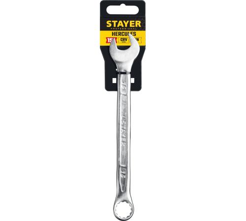 STAYER HERCULES, 15 мм, комбинированный гаечный ключ, Professional (27081-15)
