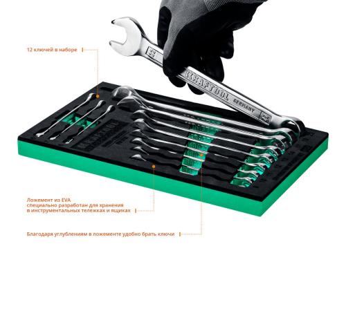 KRAFTOOL 12 шт, 6 - 22 мм, набор комбинированных гаечных ключей (27079-H12E)