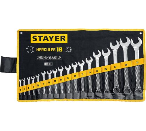 STAYER HERCULES, 18 шт, 6 - 32 мм, набор комбинированных гаечных ключей, Professional (27081-H18)