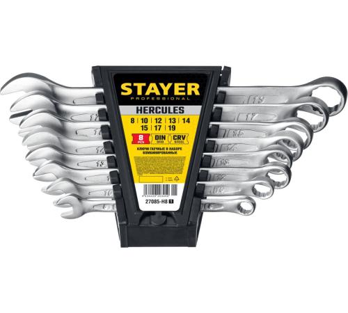 STAYER HERCULES, 8 шт, 8 - 19 мм, набор комбинированных гаечных ключей, Professional (27085-H8)