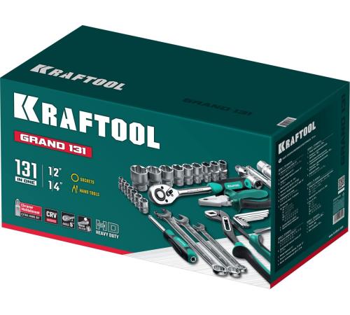 KRAFTOOL GRAND-131, 131 предм., (1/2″+1/4″), универсальный набор инструмента (27978-H131)