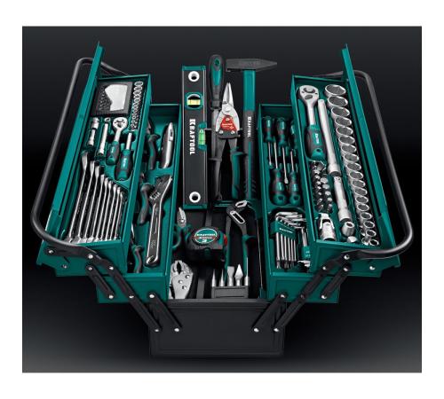 KRAFTOOL GRAND-152, 152 предм., (1/2″+1/4″), Универсальный набор инструмента (27978-H152)