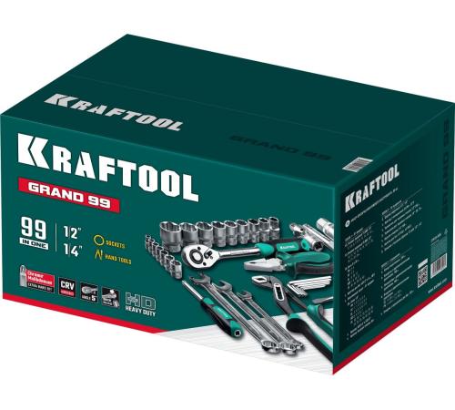 KRAFTOOL GRAND-99, 99 предм., (1/2″+1/4″), Универсальный набор инструмента (27978-H99)