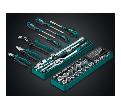 KRAFTOOL GRAND-99, 99 предм., (1/2″+1/4″), Универсальный набор инструмента (27978-H99)