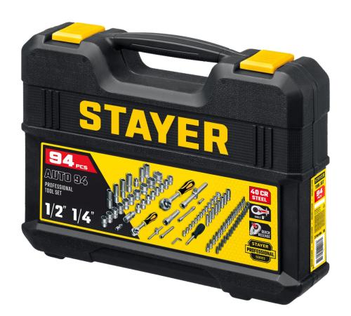 STAYER AUTO 94, 94 предм., (1/2″+1/4″), универсальный набор инструмента, Professional (27760-H94)