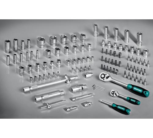 KRAFTOOL X-Drive 108, 108 предм., (1/2″+3/8″+1/4″), универсальный набор инструмента (27888-H108)