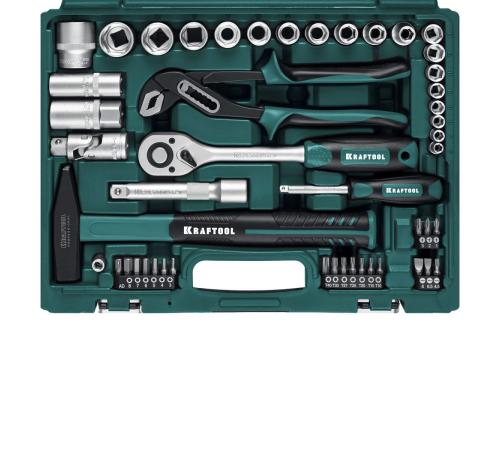 KRAFTOOL EXTREM-66, 66 предм., (1/2″+1/4″), универсальный набор инструмента (27976-H66)