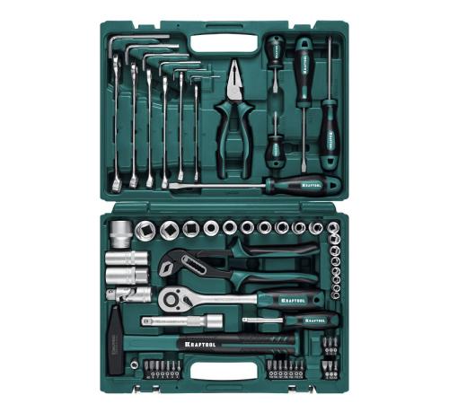 KRAFTOOL EXTREM-66, 66 предм., (1/2″+1/4″), универсальный набор инструмента (27976-H66)