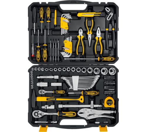 STAYER UNIVERSAL 150, 150 предм., (1/2″+ 1/4″), универсальный набор инструмента, Professional (27710-H150)