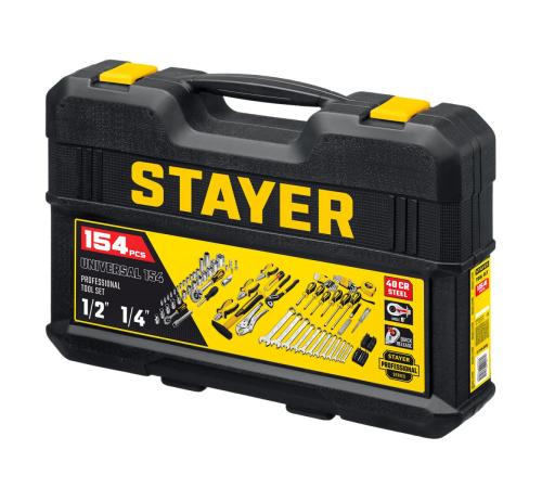STAYER UNIVERSAL 150, 150 предм., (1/2″+ 1/4″), универсальный набор инструмента, Professional (27710-H150)