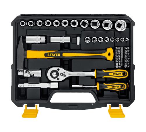 STAYER UNIVERSAL 83, 83 предм., (1/2″+ 1/4″), универсальный набор инструмента, Professional (27710-H83)
