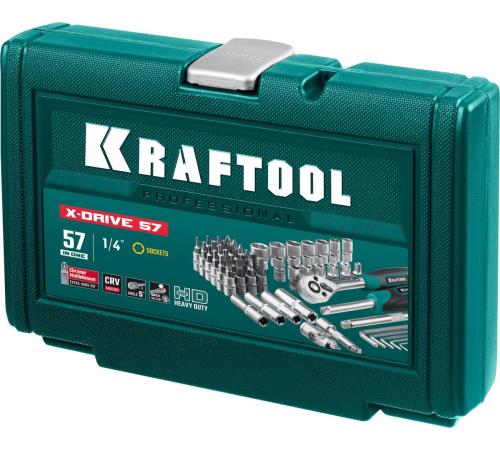 KRAFTOOL X-Drive, 57 предм., (1/4″), универсальный набор инструмента (27885-H57)