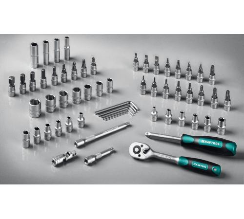 KRAFTOOL X-Drive, 57 предм., (1/4″), универсальный набор инструмента (27885-H57)