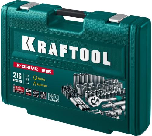 KRAFTOOL X Drive, 216 предм., (1/2″+3/8″+1/4″), универсальный набор инструмента (27888-H216)