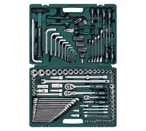 KRAFTOOL EXTREM-142, 142 предм., (1/2″+3/8″+1/4″), универсальный набор инструмента (27889-H142)