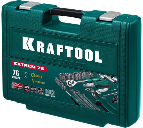 KRAFTOOL EXTREM-76, 76 предм., (1/2″+3/8″+1/4″), универсальный набор инструмента (27889-H76)