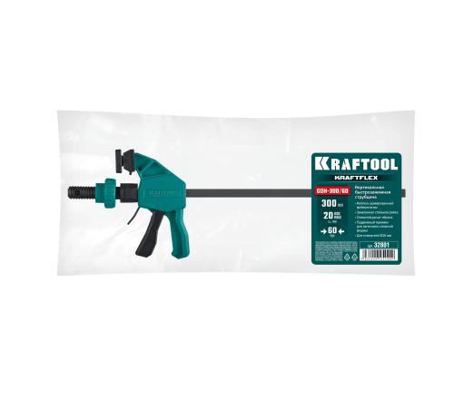 KRAFTOOL KRAFTFLEX GDH-300/60 в отверстия 20 мм, вертикальная быстрозажимная струбцина пистолетного типа (32801)