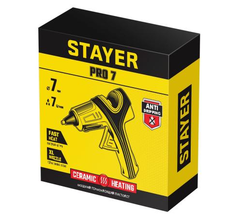 STAYER PRO 7, d 7 мм, 7 г/мин, электрический, пистолет термоклеевой, Professional (0681-07)