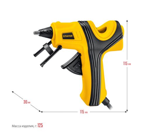 STAYER PRO 7, d 7 мм, 7 г/мин, электрический, пистолет термоклеевой, Professional (0681-07)