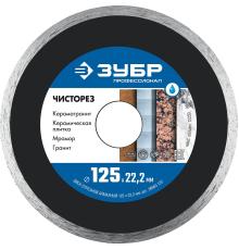 ЗУБР Чисторез, 125 мм, (22.2 мм, 5 х 1.1 мм), сплошной алмазный диск, Профессионал (36663-125)
