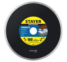 STAYER Ceramo-22, d 180 мм, (22.2 мм, 5 х 2.2 мм), сплошной алмазный диск, Professional (3664-180)