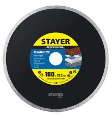 STAYER Ceramo-22, d 180 мм, (22.2 мм, 5 х 2.2 мм), сплошной алмазный диск, Professional (3664-180)