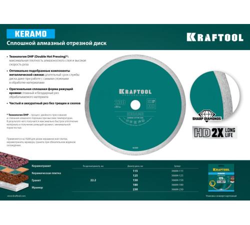 KRAFTOOL KERAMO, 125 мм, (22.2 мм, 10 х 1.6 мм), сплошной алмазный диск (36684-125)