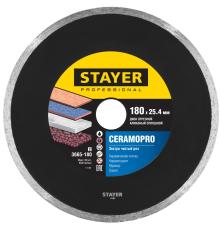 STAYER Сeramo-25, d 180 мм, (25.4 мм, 5 х 2.2 мм), сплошной алмазный диск, Professional (3665-180)