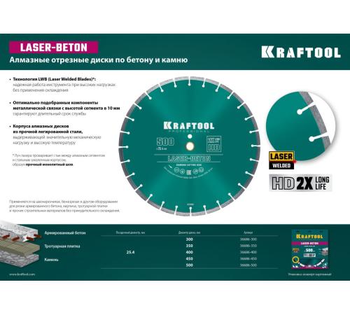 KRAFTOOL LASER-BETON 350 мм (25.4/20 мм, 10х3.2 мм), алмазный диск (36686-350)