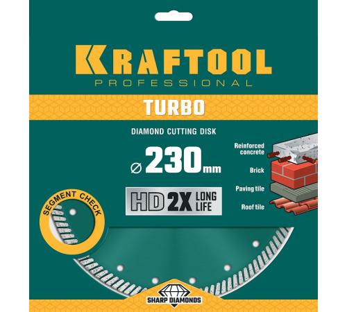 KRAFTOOL Turbo, 230 мм, (22.2 мм, 10 х 2.8 мм), сегментированный алмазный диск (36682-230)