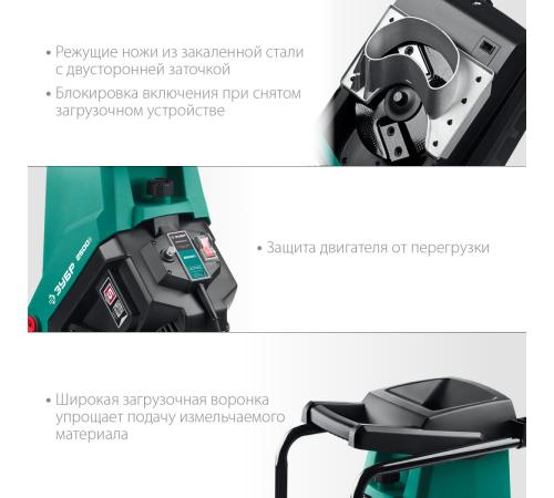 ЗУБР 2500 Вт, измельчитель садовый электрический (ЗИЭ-40-2500)