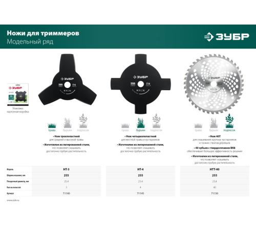 ЗУБР НTТ-40, 255 мм, 40T, нож для триммера (71150)